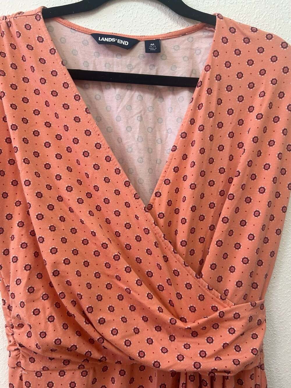 Lands' End Peach Floral Print Faux Wrap Jersey Maxi Dress - Picture 4 of 8